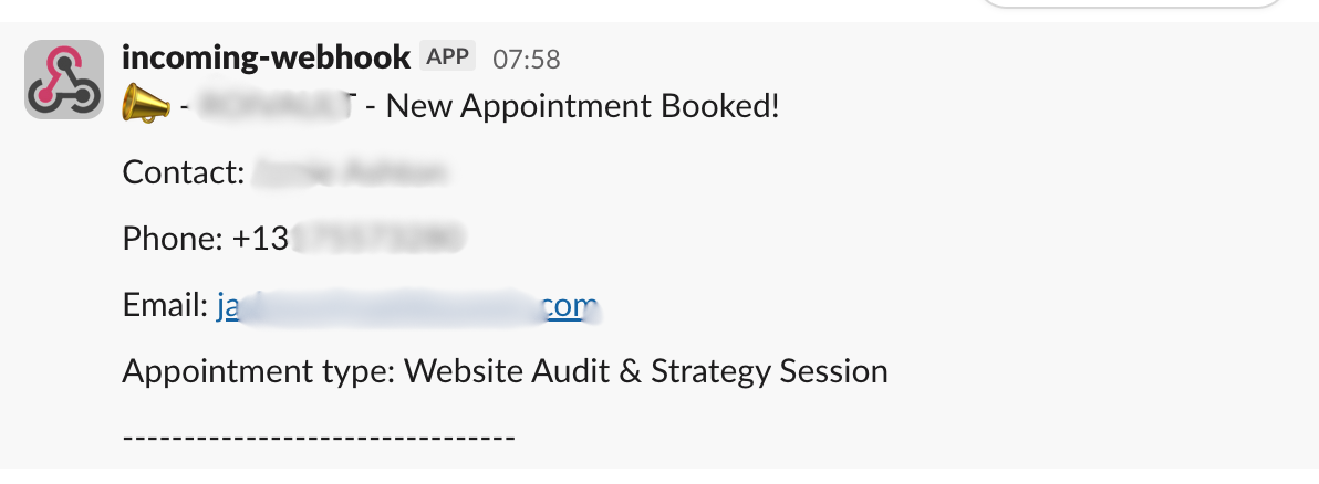 Call booked notification