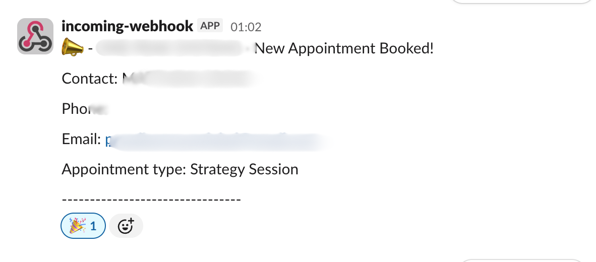 Call booked notification