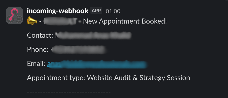 Call booked notification