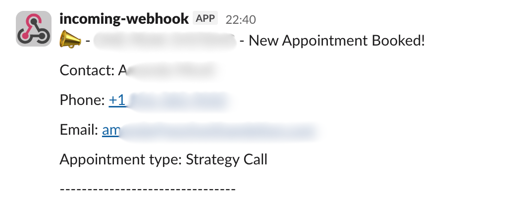 Call booked notification