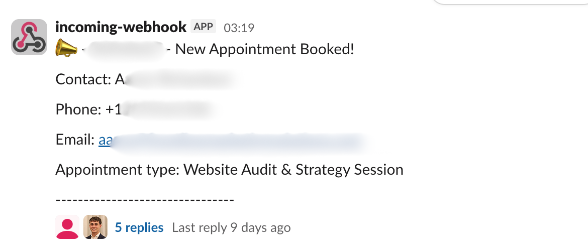 Call booked notification