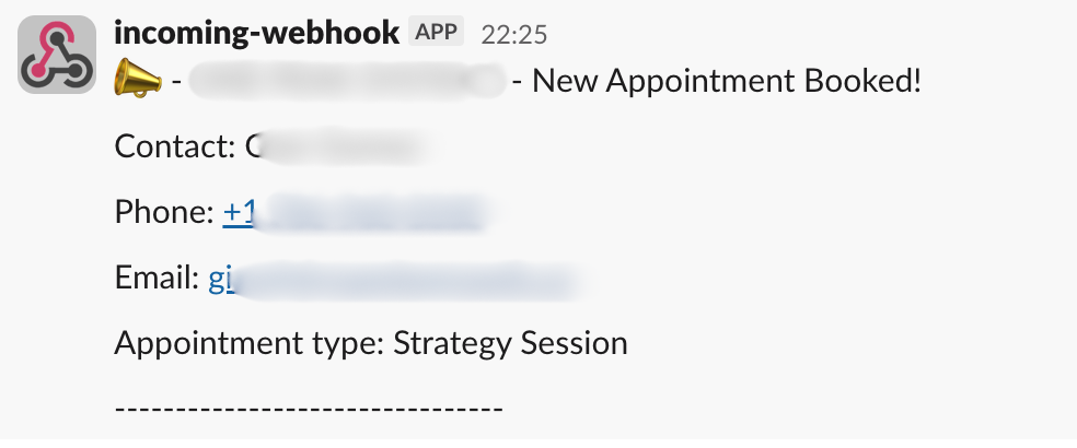 Call booked notification